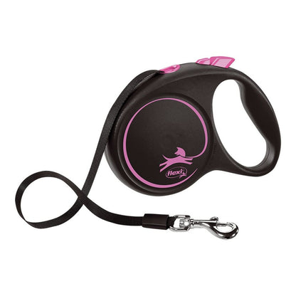 Dog Lead Flexi BLACK DESIGN Black Pink S-0