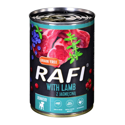 Wet food Dolina Noteci Rafi Junior Blueberry Lamb 400 g-0