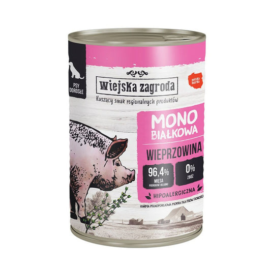 Wet food WIEJSKA ZAGRODA Cerdo monoproteico Pig 400 g-0