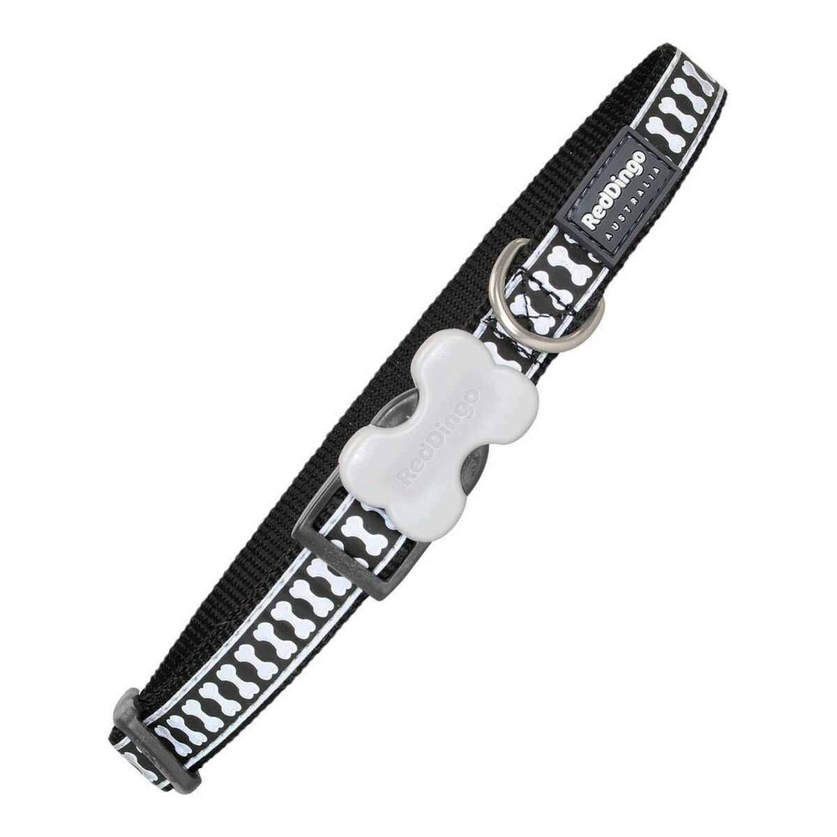 Dog collar Red Dingo Reflective Bones Black (1,2 x 20-32 cm)-0