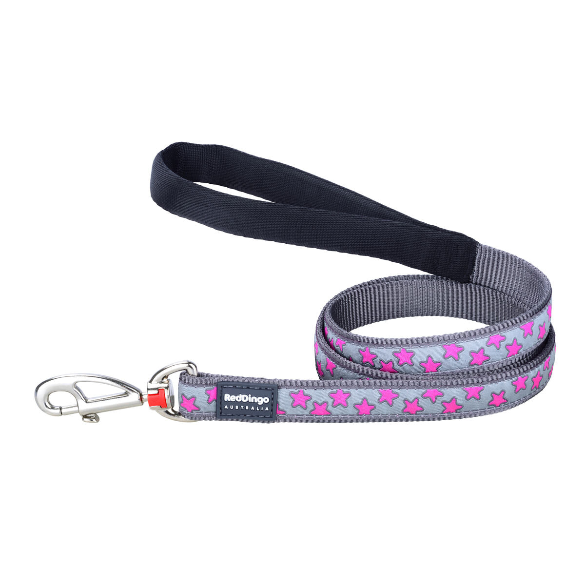 Dog Lead Red Dingo STYLE HOT PINK ON COOL GREY 15mm x 120 cm-0