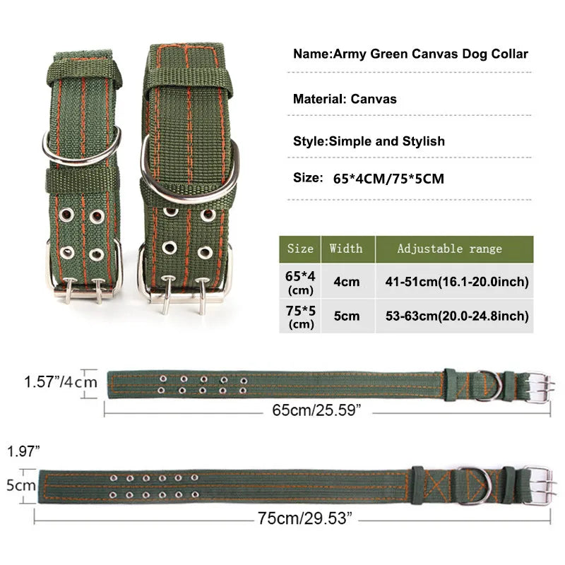 Army Green Canvas Dog Collar - 4petslovers