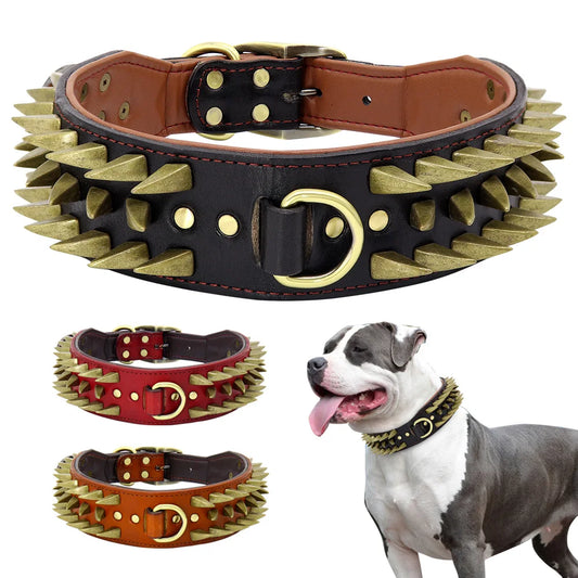 Durable Leather Dog Collar 2" Wide - 4petslovers