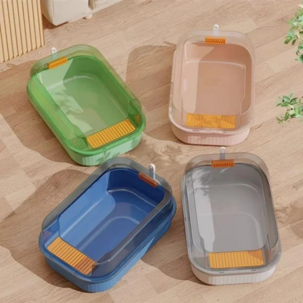 Cat Litter Box Design Semi-enclosed Sandbox - 4petslovers