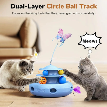 4-in-1 Rechargeable Automatic Interactive Cat Toy Fluttering Butterfly - 4petslovers