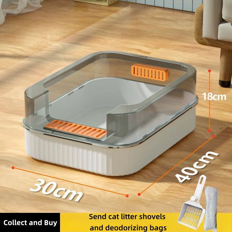 Cat Litter Box Design Semi-enclosed Sandbox - 4petslovers