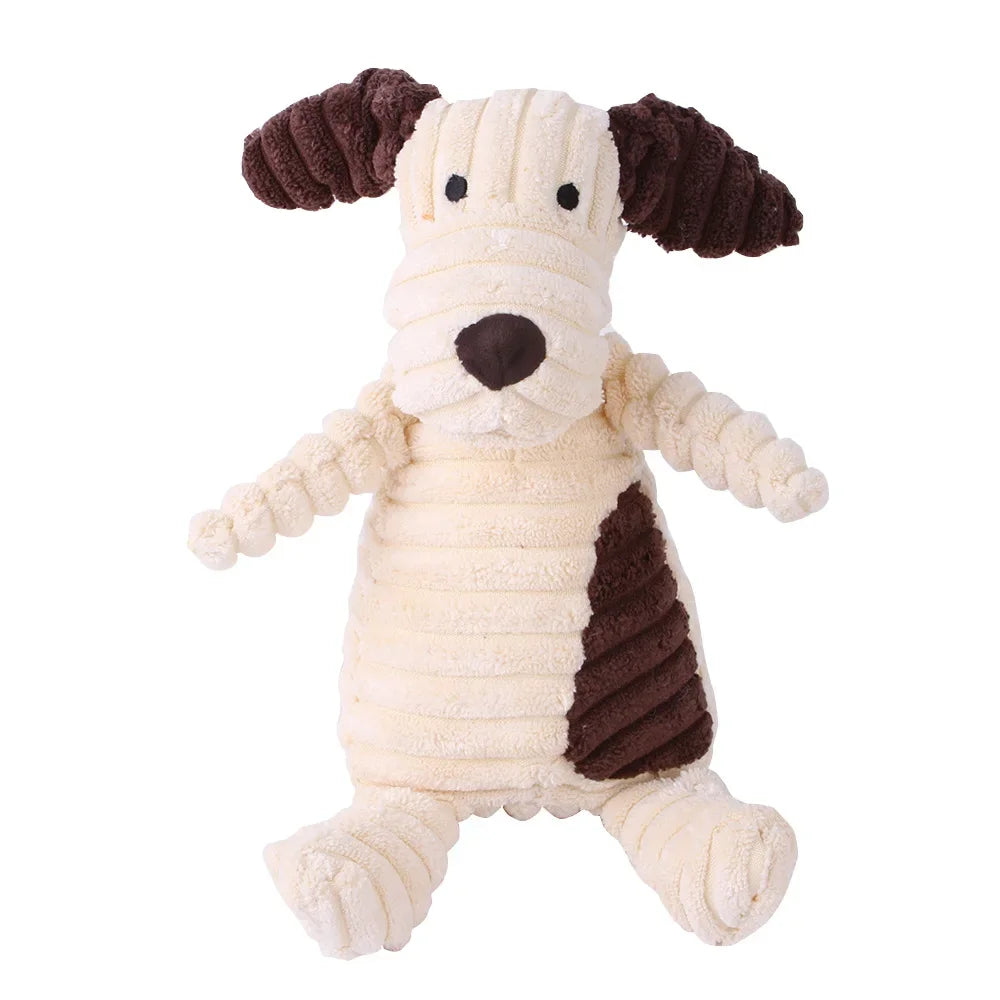 Corduroy Plush Dog Toy Animals Shape Bite Resistant Squeaky