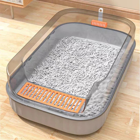 Cat Litter Box Design Semi-enclosed Sandbox - 4petslovers