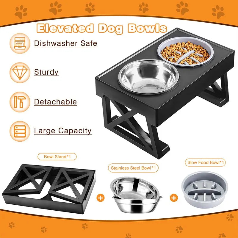 Dog Double Elevated Bowls - 4petslovers