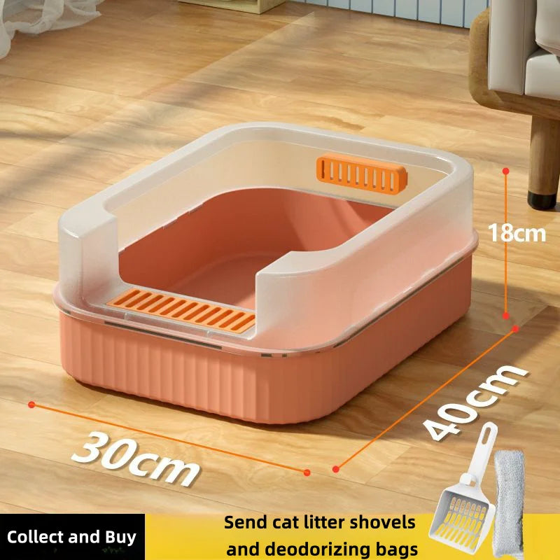 Cat Litter Box Design Semi-enclosed Sandbox - 4petslovers