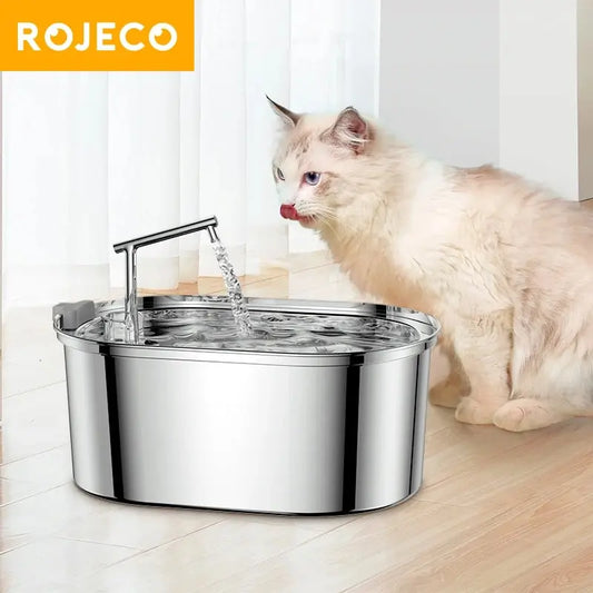 ROJECO Stainless Steel Cat Water Fountain - 4petslovers