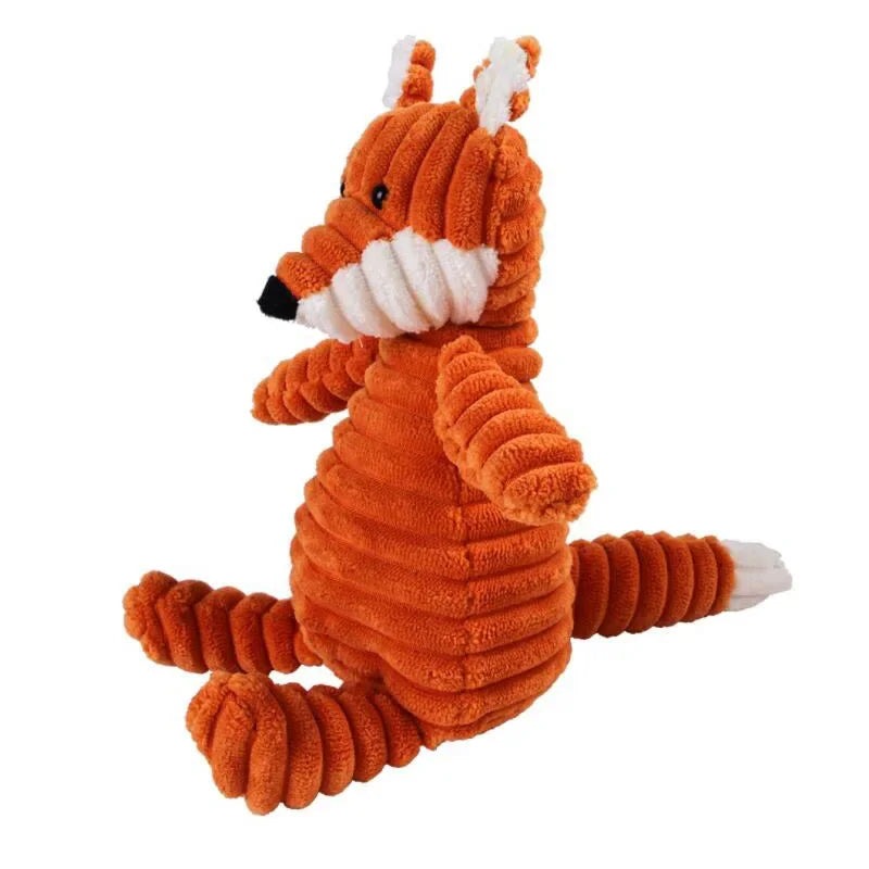 Corduroy Plush Dog Toy Animals Shape Bite Resistant Squeaky Training Accessories for Small Large Dogs Puppy by CDDMPET.