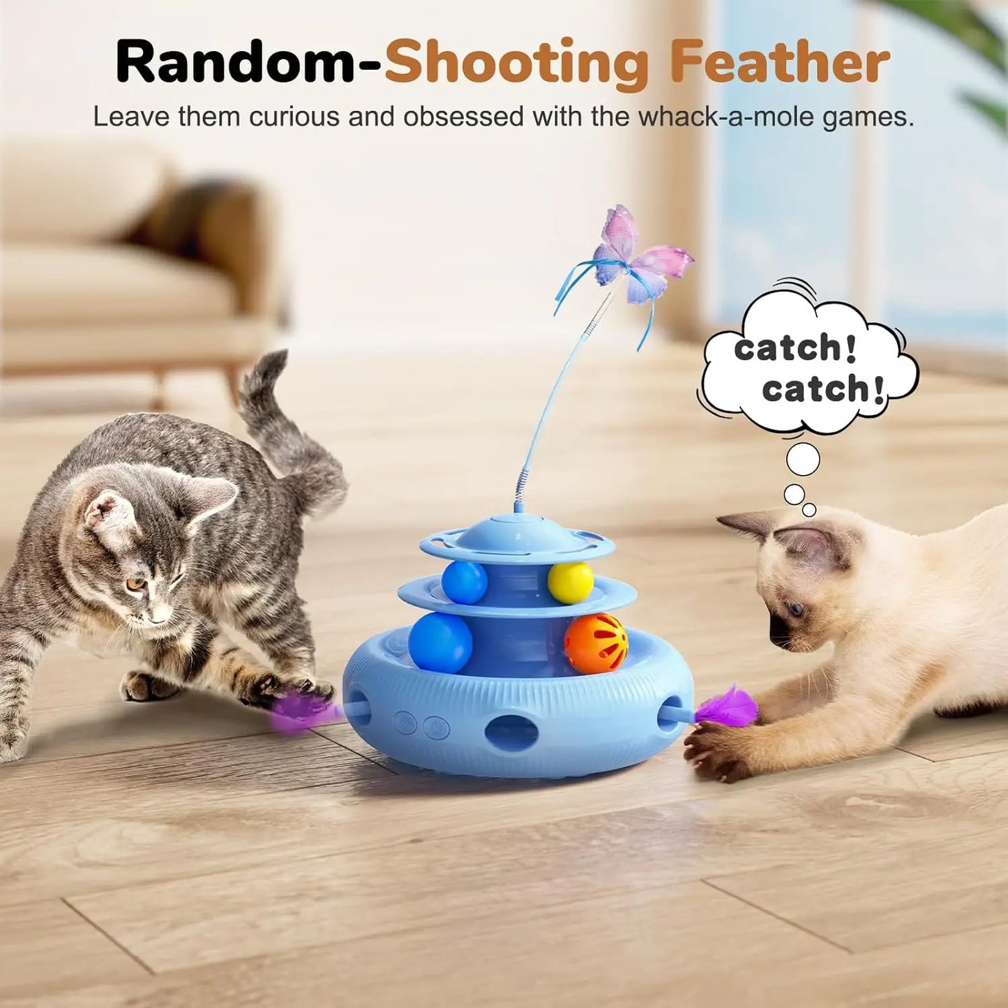 4-in-1 Rechargeable Automatic Interactive Cat Toy Fluttering Butterfly - 4petslovers