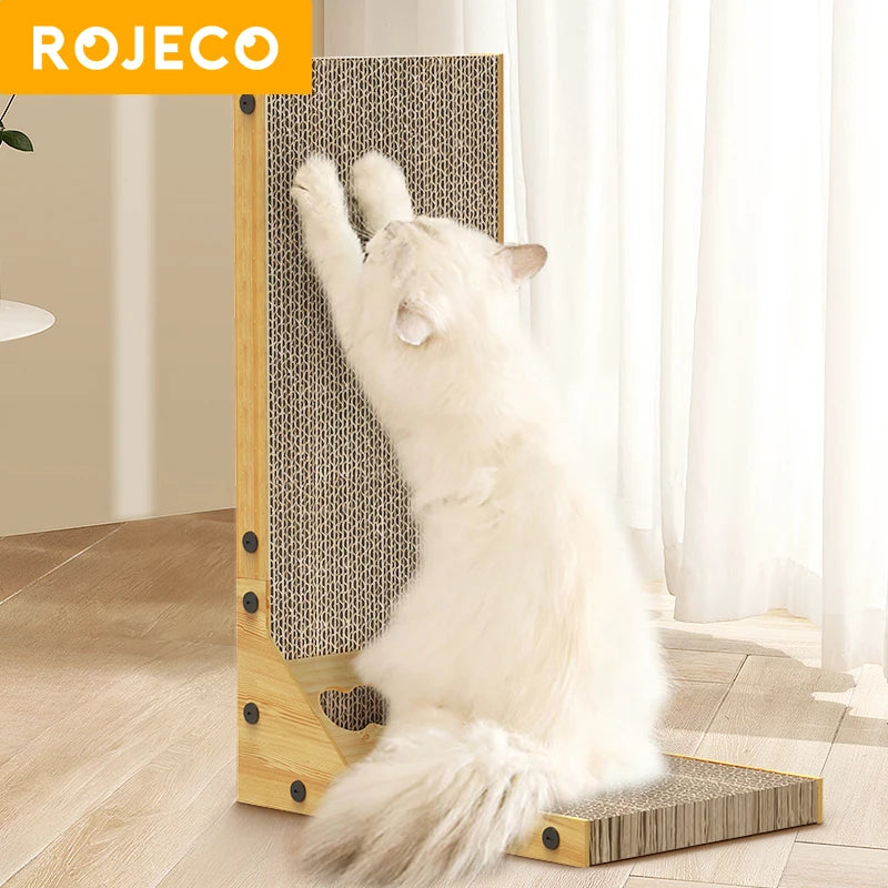 Short L-Shaped ROJECO Cat Scratcher Board Grinding Scraper Mat Protector for Furniture Eye Catching Accessory