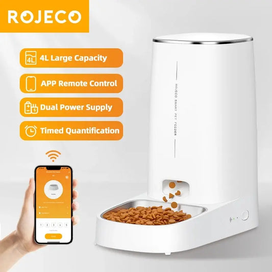 ROJECO Automatic Cat Feeder WiFi / Button - 4petslovers