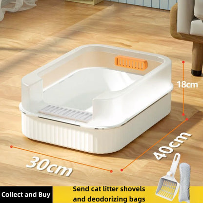 Cat Litter Box Design Semi-enclosed Sandbox - 4petslovers