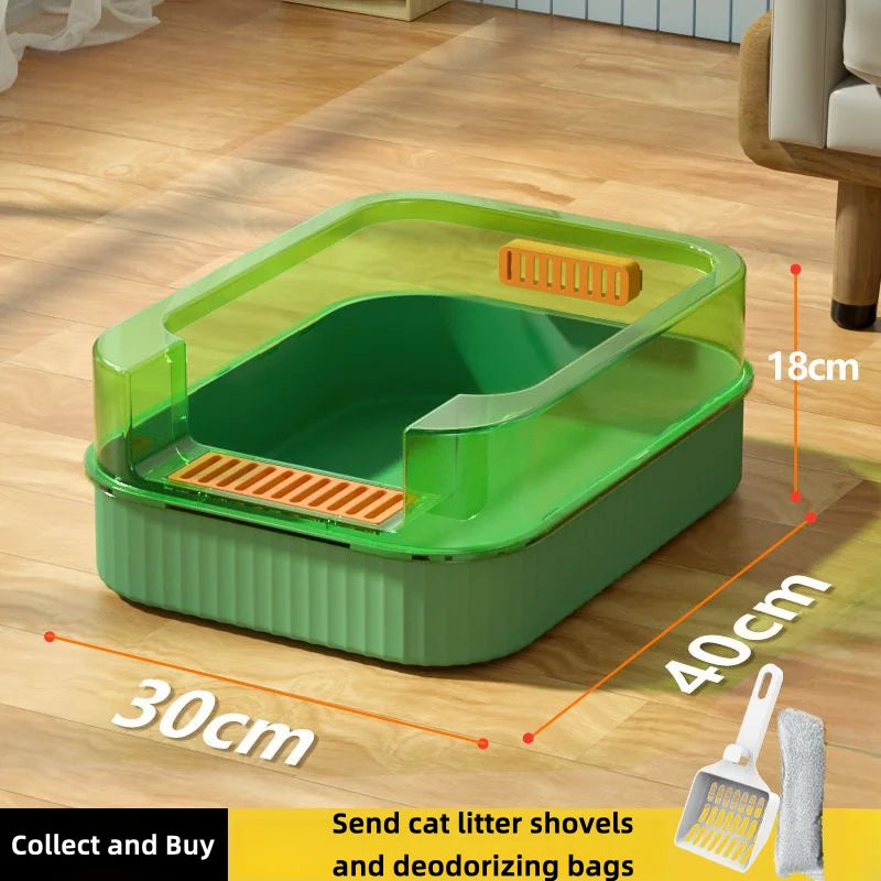 Cat Litter Box Design Semi-enclosed Sandbox - 4petslovers