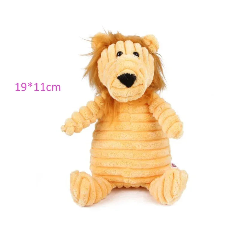 Corduroy Plush Dog Toy in animal shape, bite resistant and squeaky, perfect for training small and large dogs.