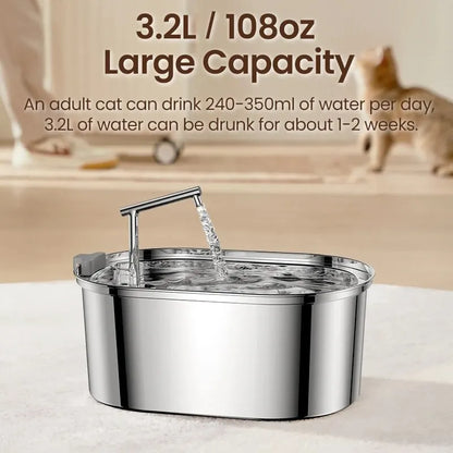 ROJECO Stainless Steel Cat Water Fountain - 4petslovers