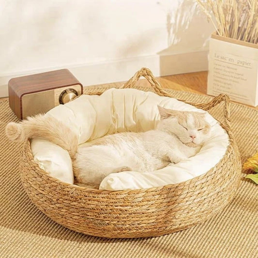 Wicker cat bed