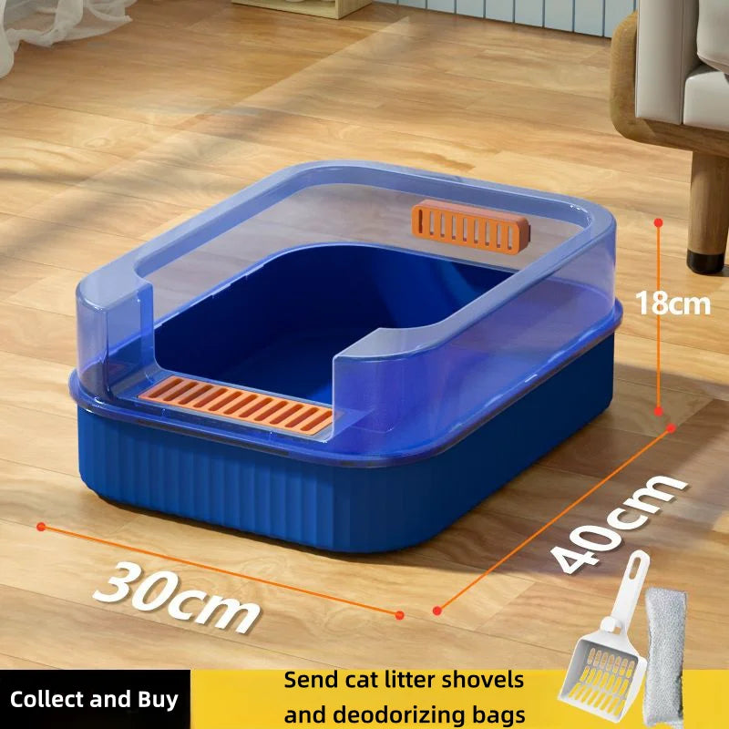 Cat Litter Box Design Semi-enclosed Sandbox - 4petslovers