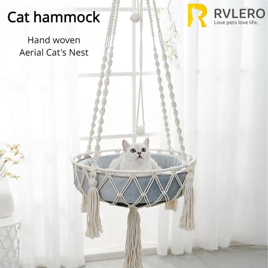 Hand woven cat cotton rope hammock - 4petslovers