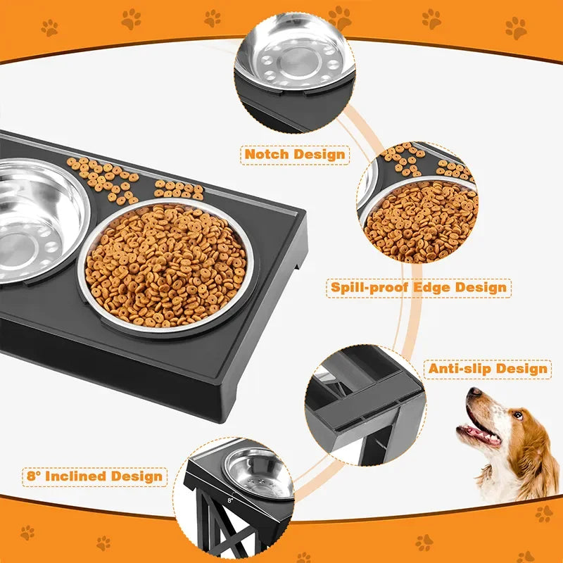 Dog Double Elevated Bowls - 4petslovers