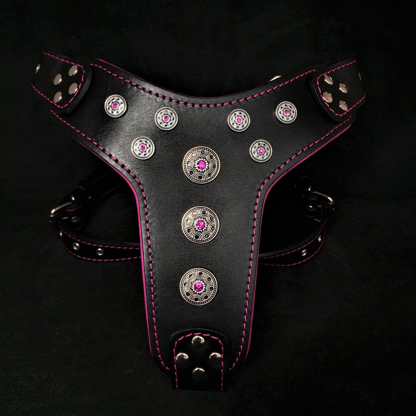 ''Bijou'' harness Black & Pink for big dogs-0