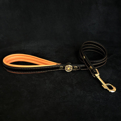 ''Bijou'' leather lead orange-0