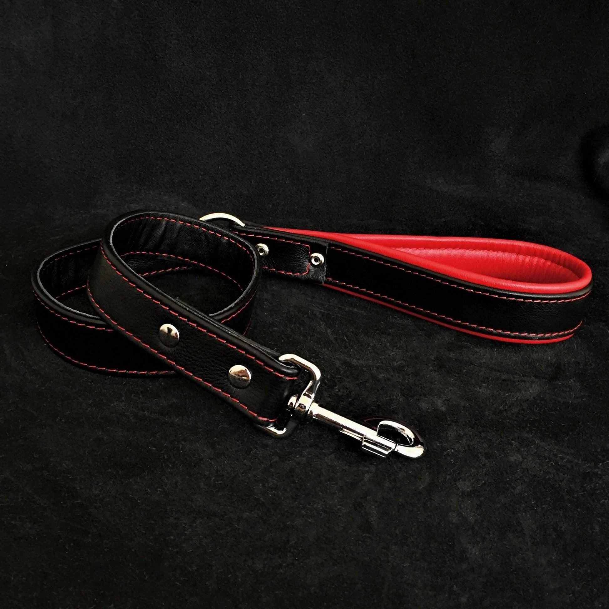 Black soft leather dog leash-0