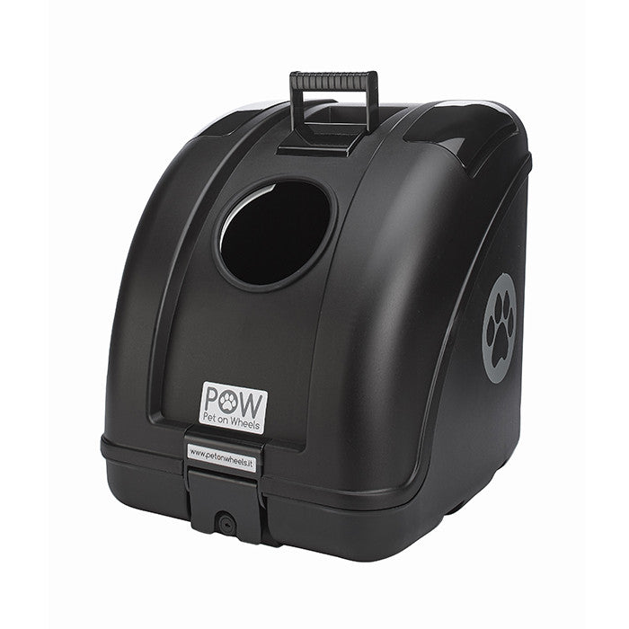 POW ALL BLACK / BLACK INSERTS pet carrier for motorcycles, scooters, or bicycles, perfect for stylish pet travel.