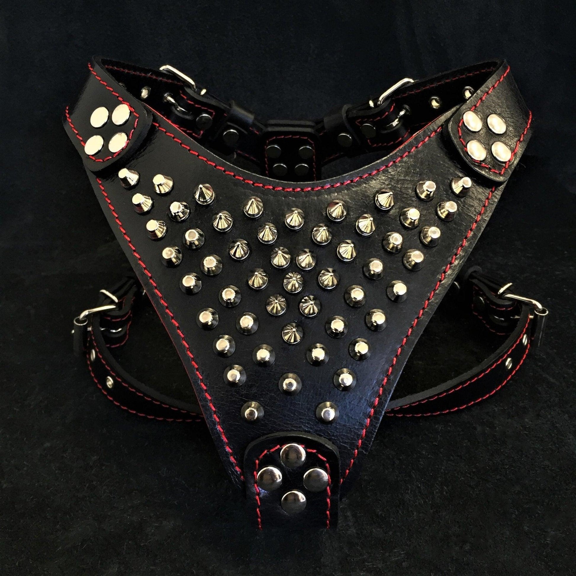 ''Frenchie'' studded leather harness Small to Medium Size-0