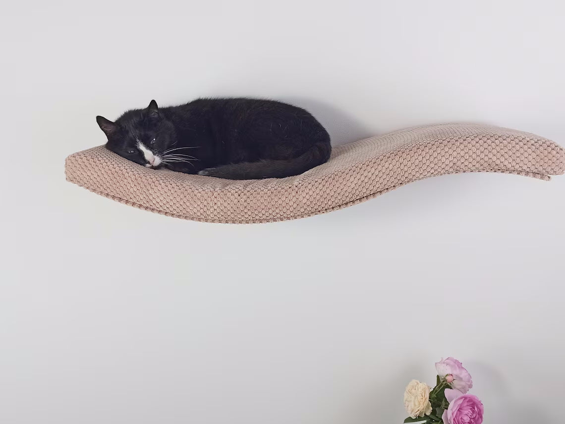 Cat Wall Shelf – Playful Curve Left 100 cm SH-M-W100UL-18