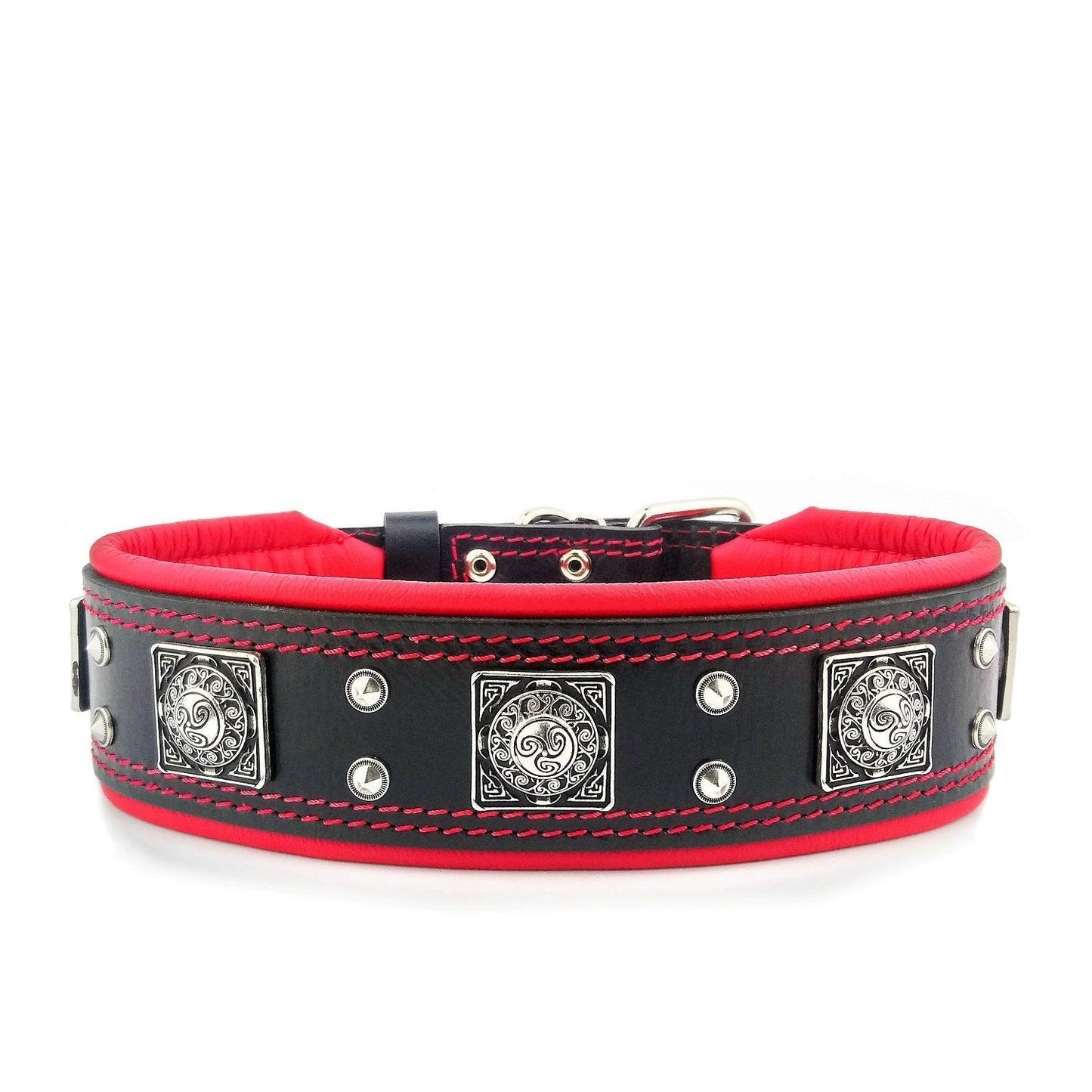 The "Eros" collar 2.5 inch wide black & red-2