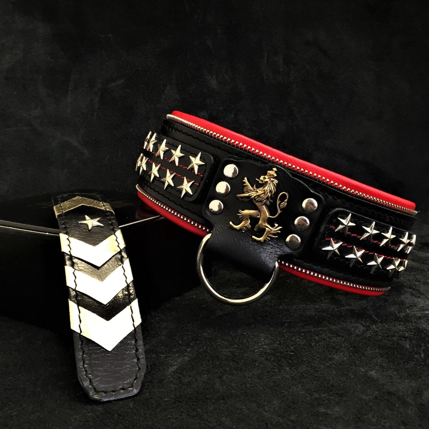 The unique "General" leather dog collar for big dogs-0